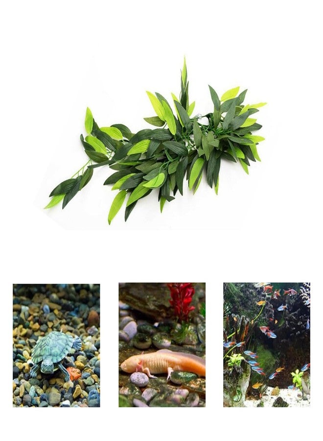 HALONTIN Artificial Aquarium Plants Plastic, Reptile Plants Hanging Silk Terrarium Rattan Ornament with Suction Cup (Green) - Image 5